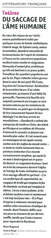 Alain Bugnard, Page des libraires, n°143, janvier-février 2011, p.24.